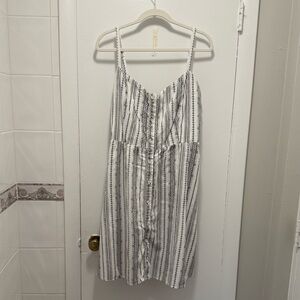 Old Navy Black and Cream Striped A-line Dress